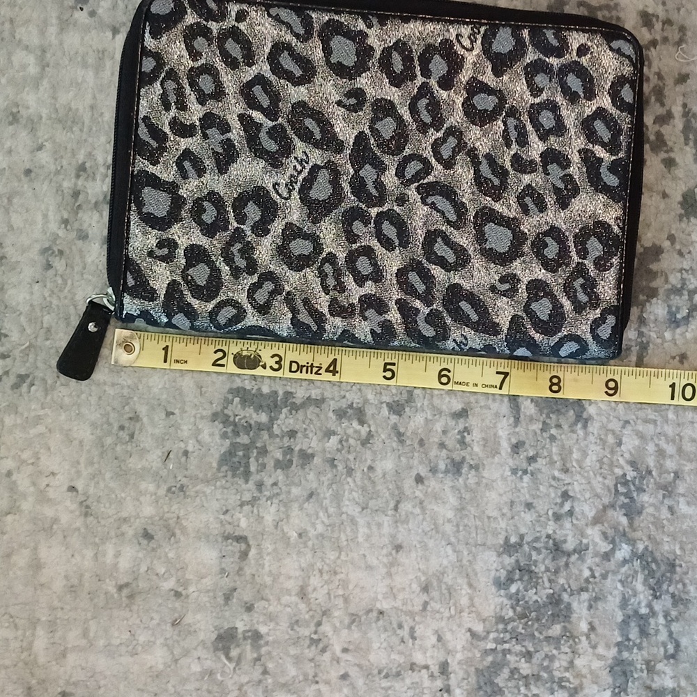 Coach Ocelet Print Black & Silver Glitter Zip Around Tablet Ipad Case 6" X 9" - Picture 5 of 11